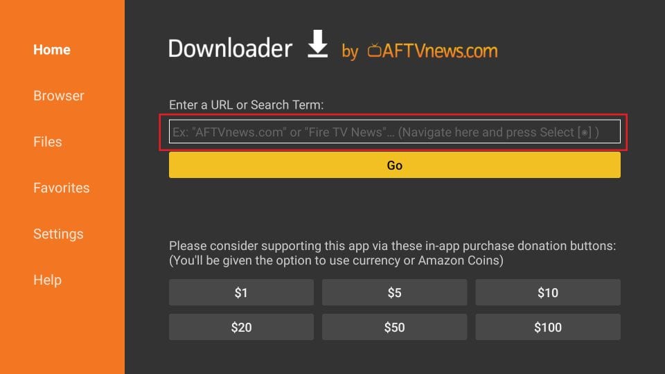 Exemple de recherche de l'application Downloader sur FireStick